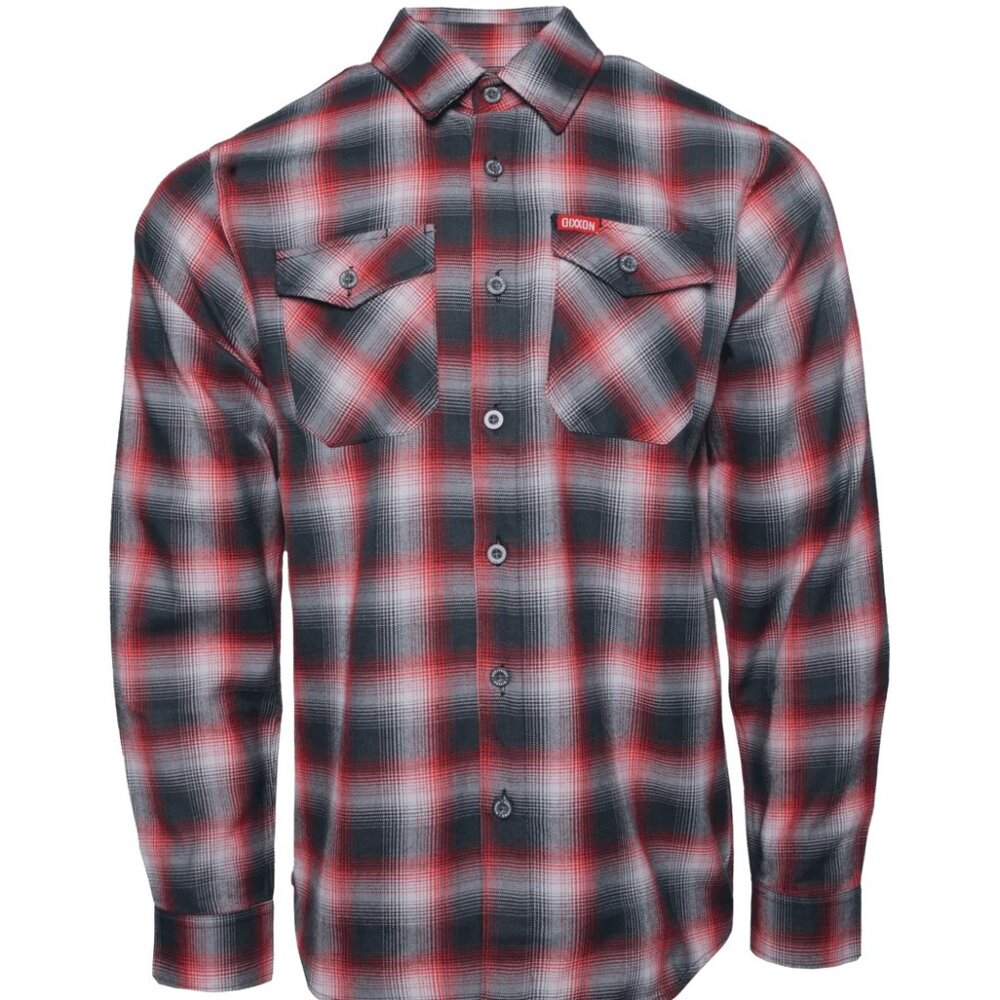 NWT Dixxon Equalizer Red Gray White Plaid Flannel Shirt